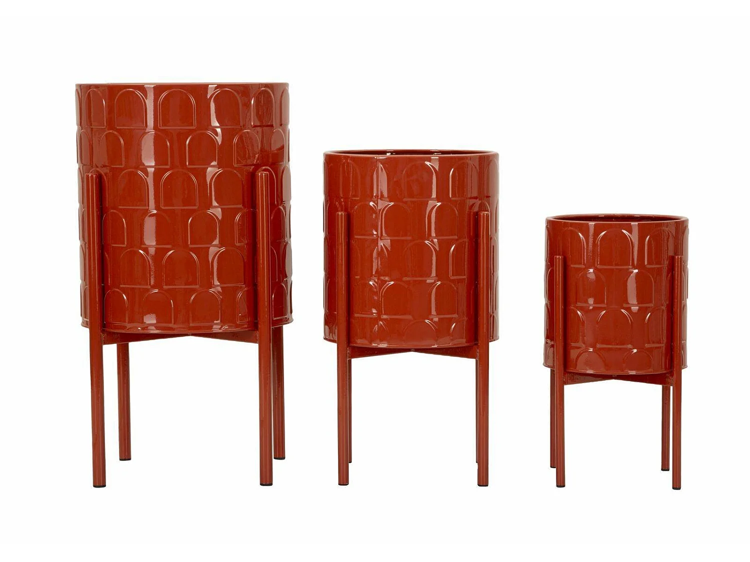 Vaas Cisterna, set van 3 vazen, rood,