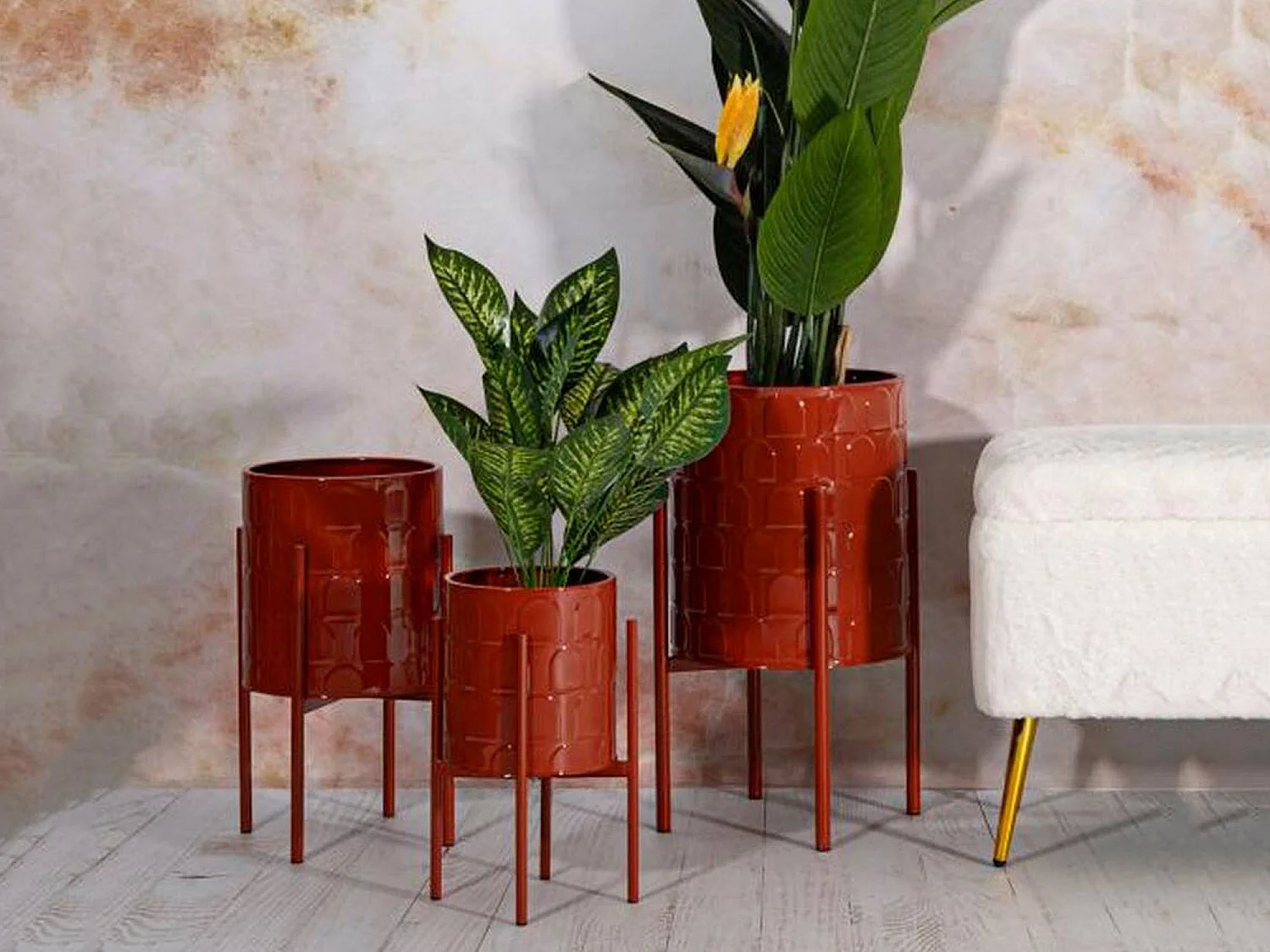 Vaas Cisterna, set van 3 vazen, rood,