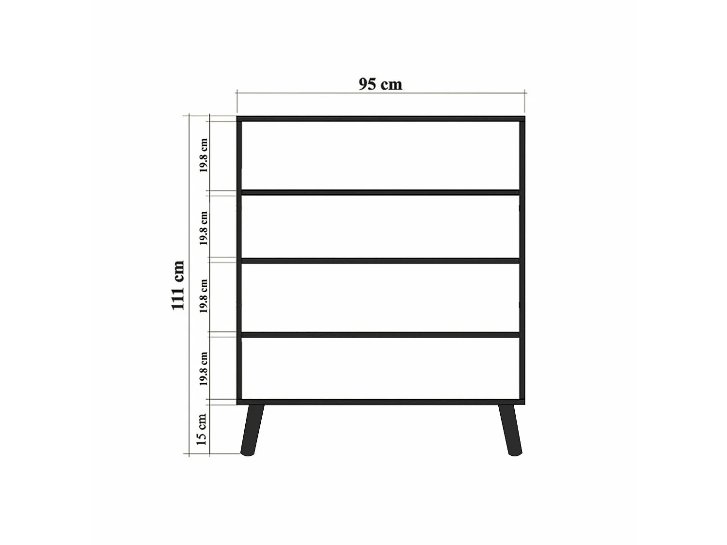 Sideboard Agyemang, 3 Einlegeböden, 95x36x111h cm Eiche Braun, Anrichte, 4 Türen, 4 Fächer