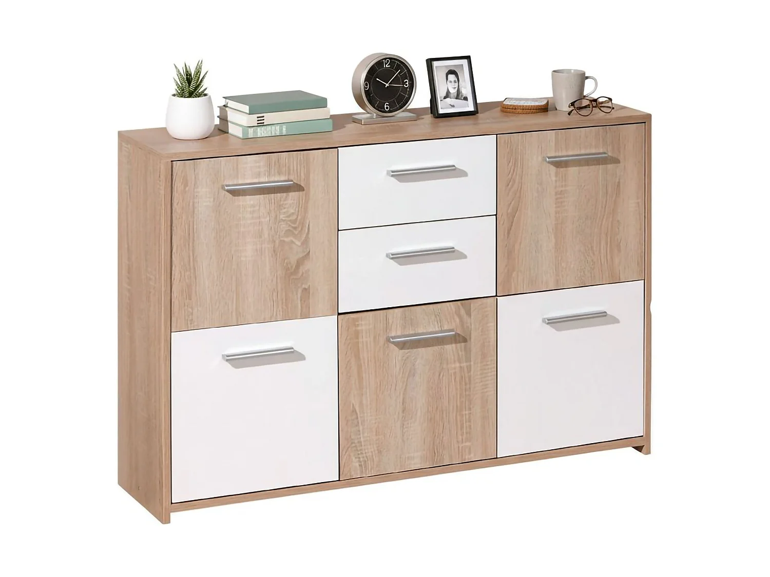 Sideboard Dvega, 2 Schubladen, 30x115x77h cm Eichenbraun, Kommode