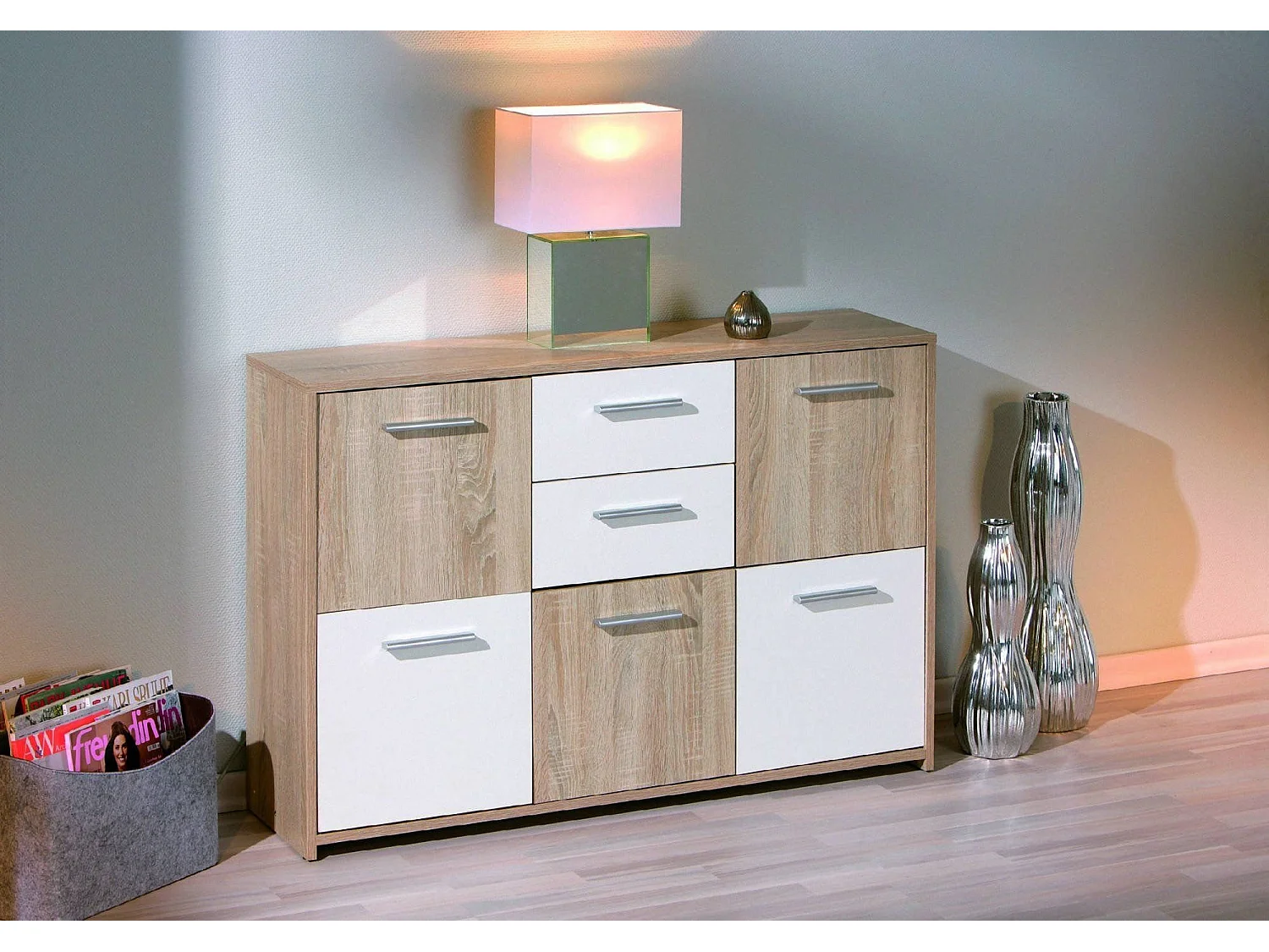 Sideboard Dvega, 2 Schubladen, 30x115x77h cm Eichenbraun, Kommode