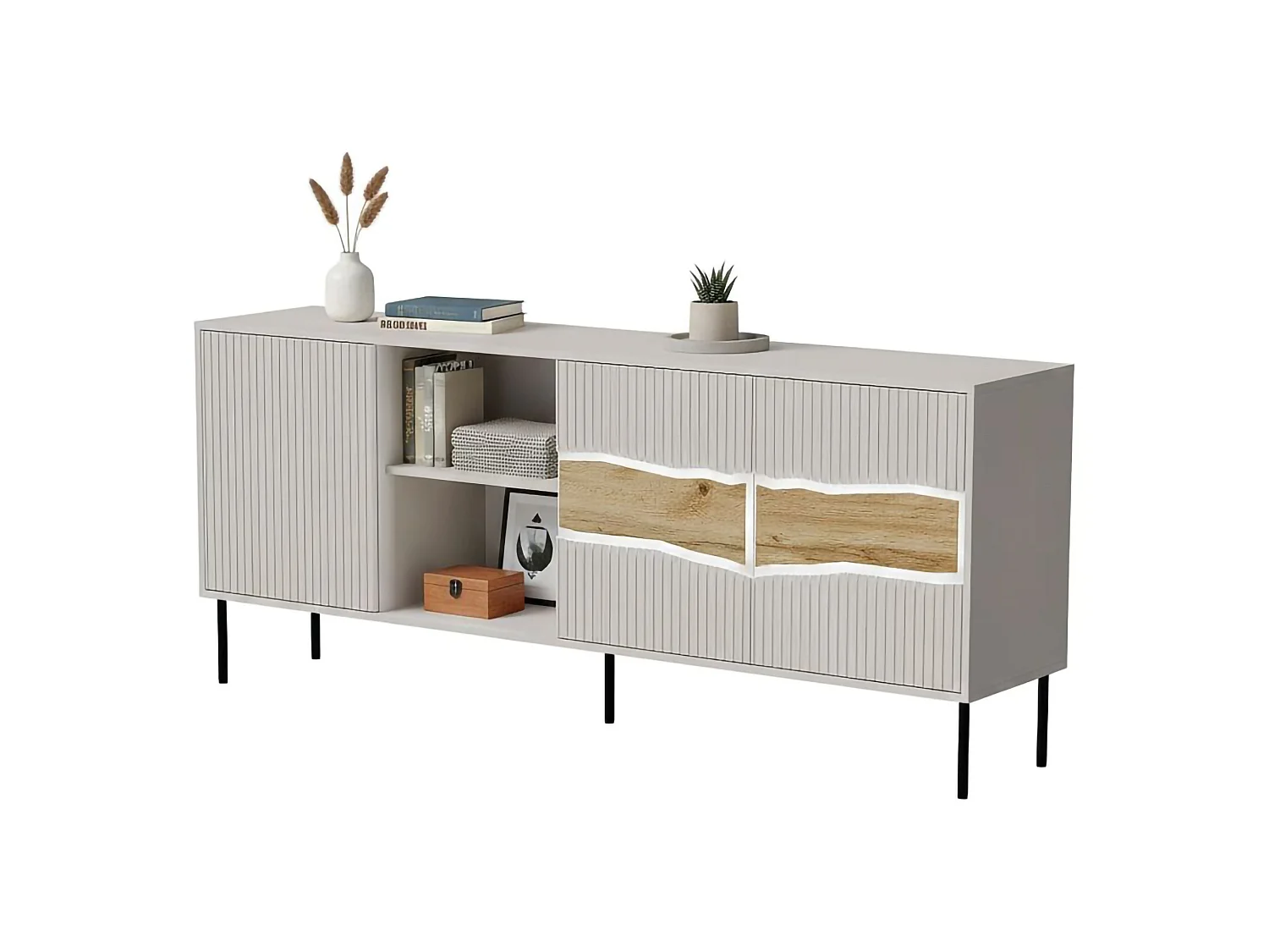 Buffet Viseu, Tiroirs, 40x190x80h cm Beige, Vaisselier