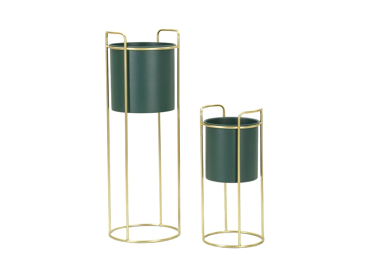 Dmora - Juego de 2 porta-jarrones Rangone, Complemento de decoración, Artículo decorativo, Accesorio de decoración, 24x24 h70 cm, Verde y Oro