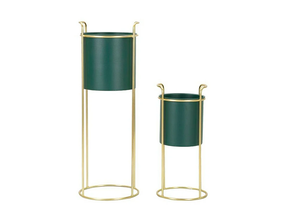 Dmora - Juego de 2 porta-jarrones Rangone, Complemento de decoración, Artículo decorativo, Accesorio de decoración, 24x24 h70 cm, Verde y Oro