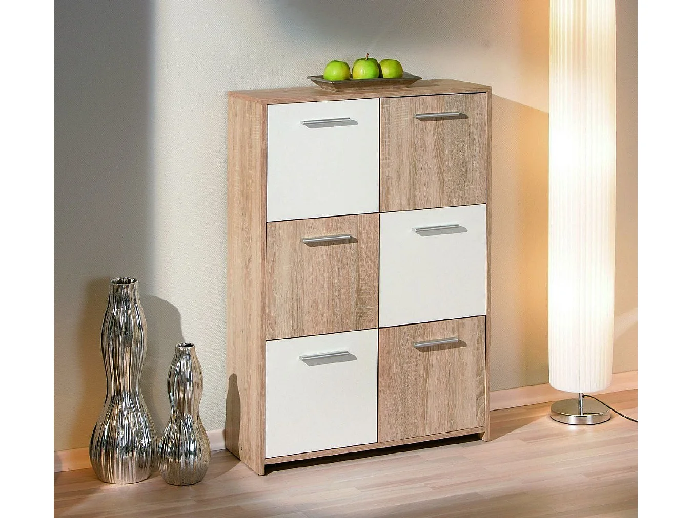 Schrank Dda, 6 Fächer, 30x77x115h cm Weiß, Anrichte