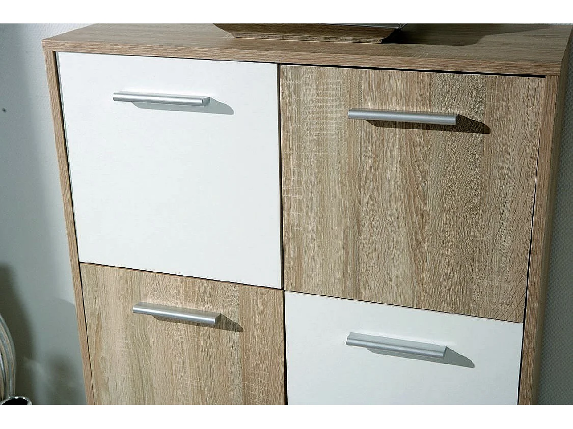 Schrank Dda, 6 Fächer, 30x77x115h cm Weiß, Anrichte