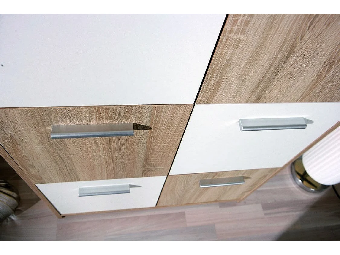 Schrank Dda, 6 Fächer, 30x77x115h cm Weiß, Anrichte