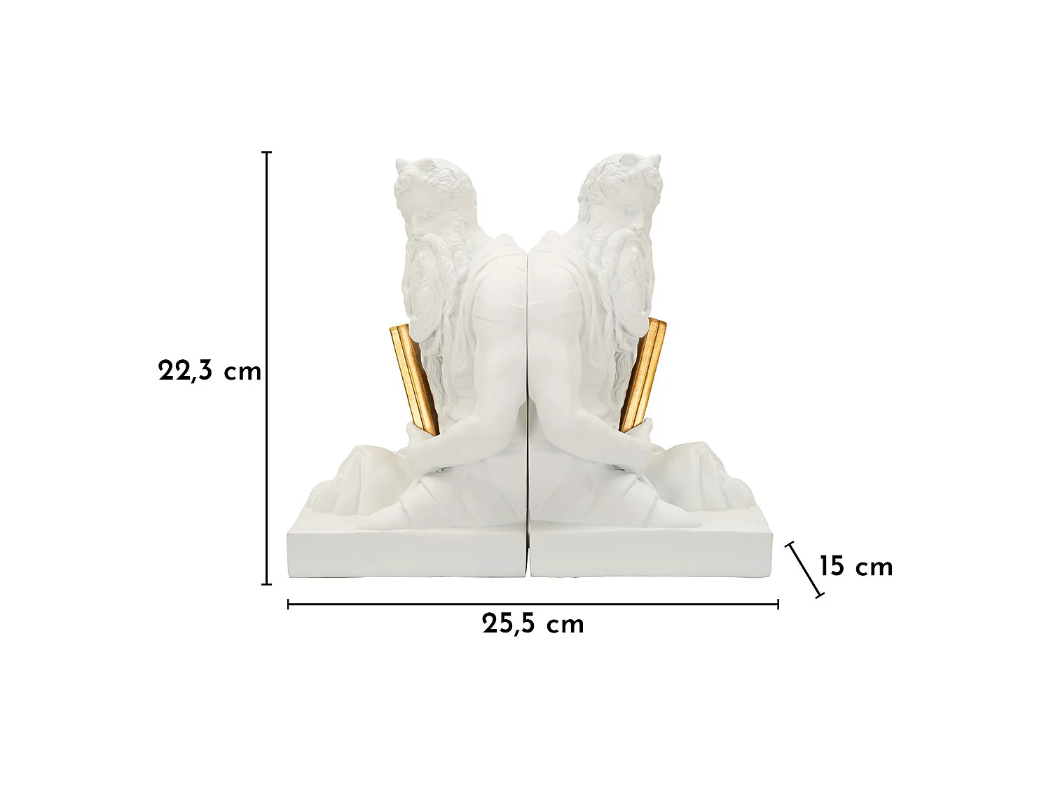 Statua Faropa, Statua Fermalibro, Bianco, Colore Struttura oro