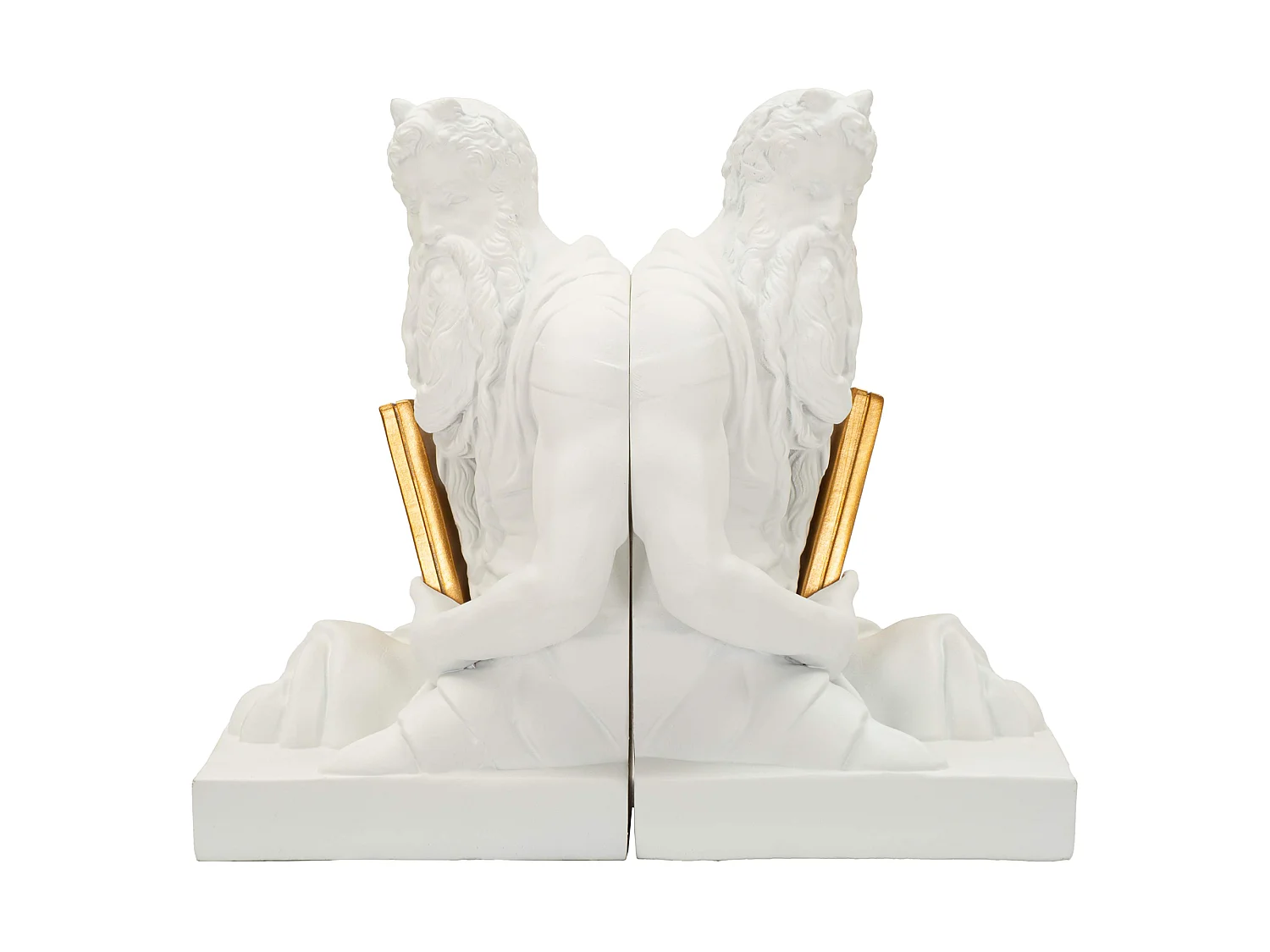 Statua Faropa, Statua Fermalibro, Bianco, Colore Struttura oro