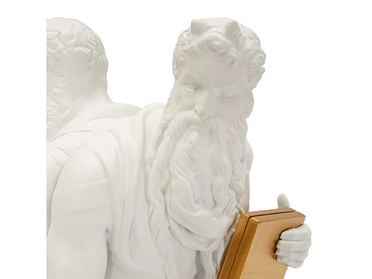 Statua Faropa, Statua Fermalibro, Bianco, Colore Struttura oro