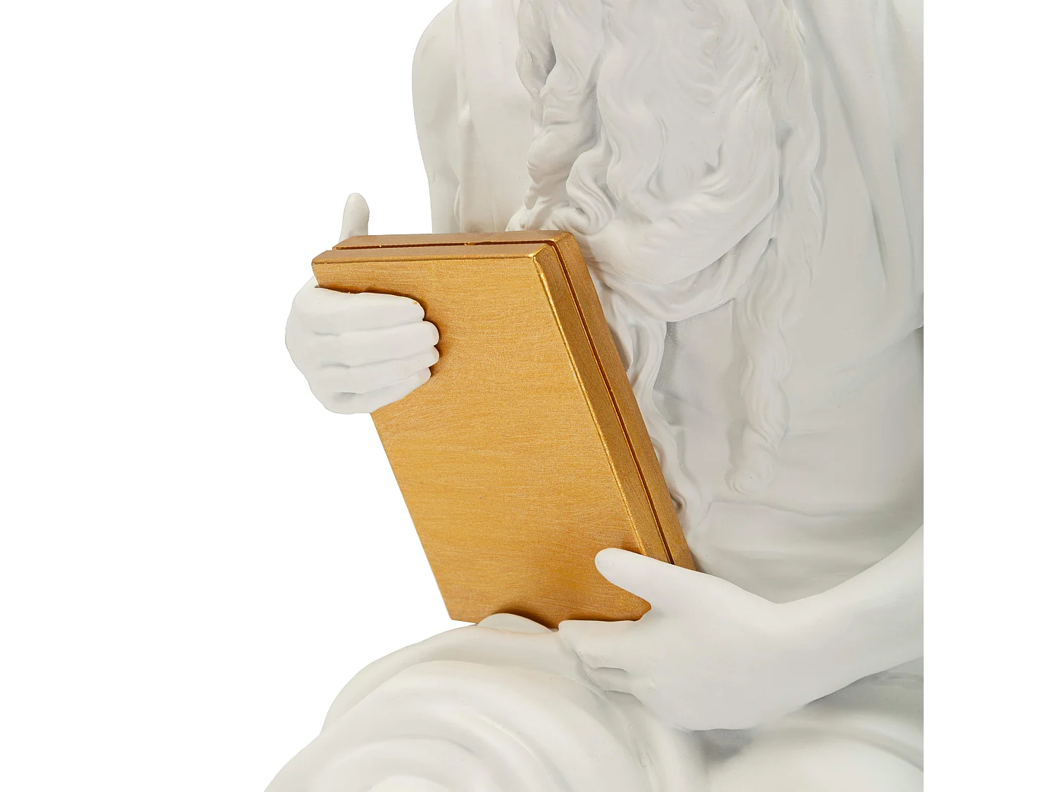 Statua Faropa, Statua Fermalibro, Bianco, Colore Struttura oro