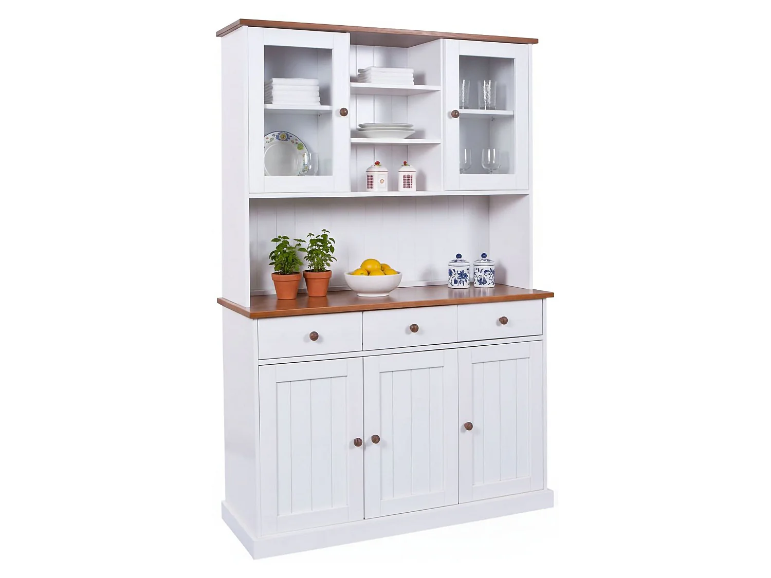 Dhodge Anrichte, 4 Regale, 45x131x181h cm Weiß, Sideboard
