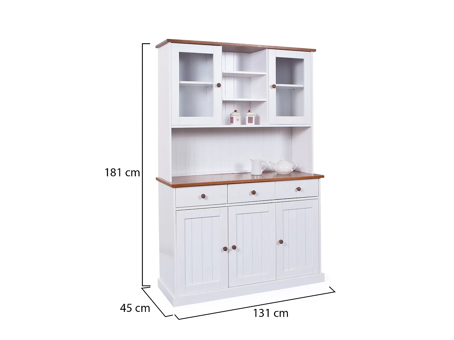 Dhodge Anrichte, 4 Regale, 45x131x181h cm Weiß, Sideboard