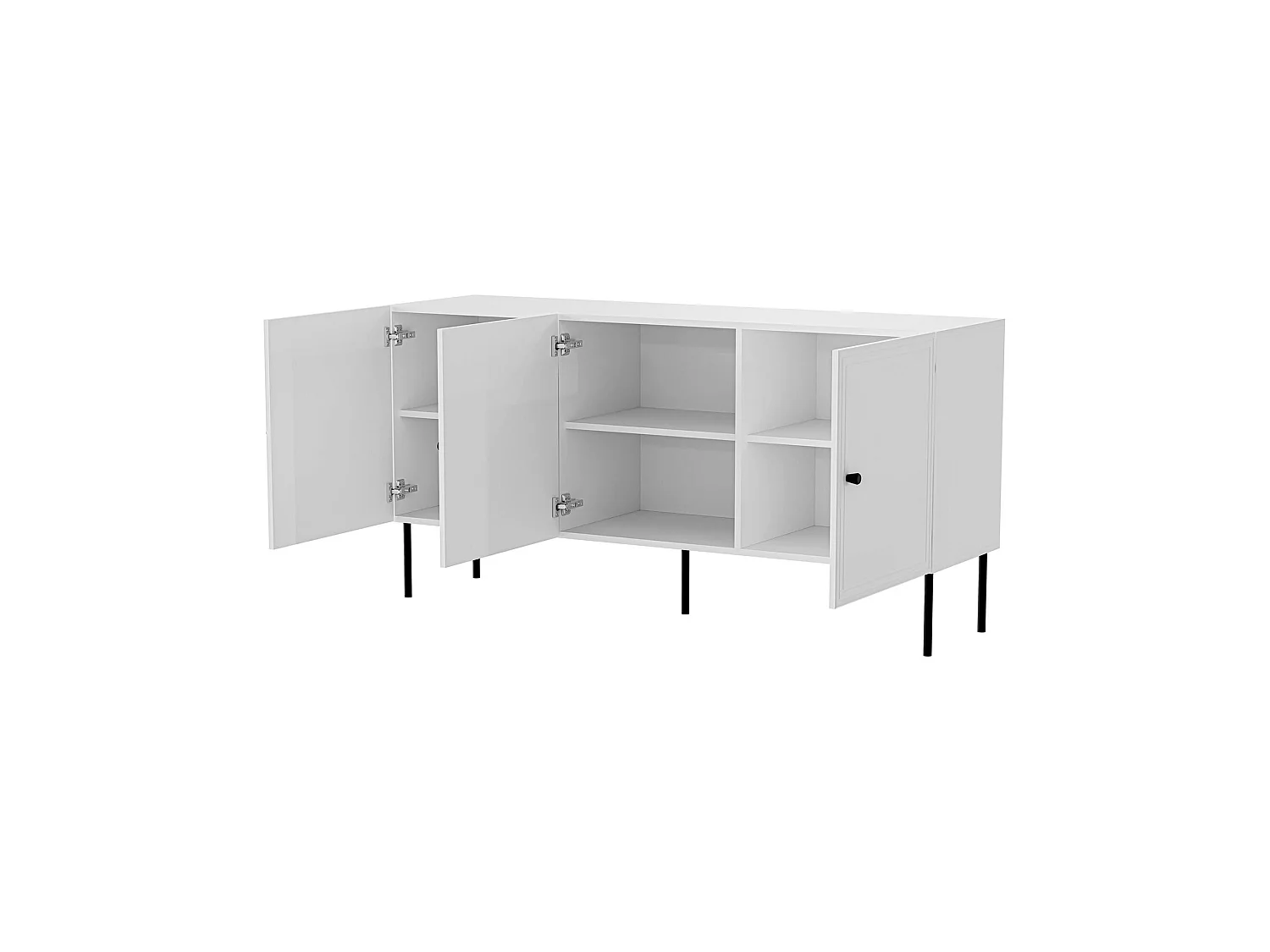 Buffet Amadora, 3 étagères, 40x151x75h cm Blanc, Enfilade