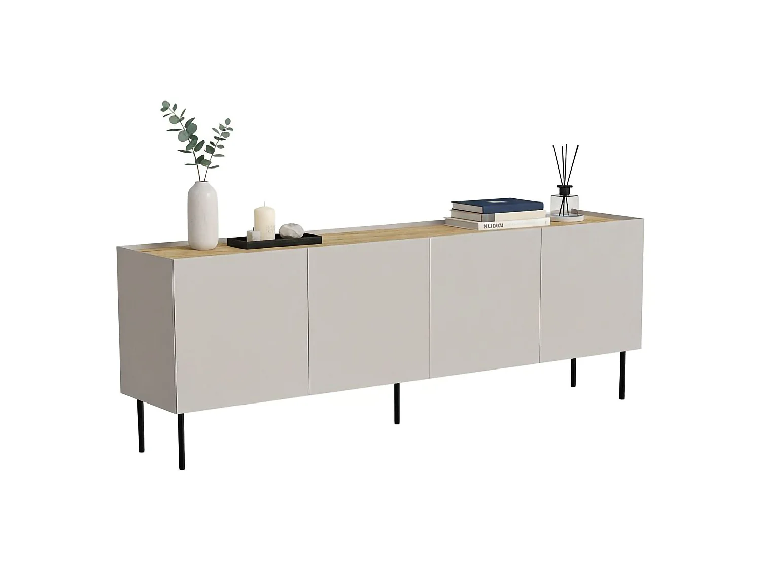 Buffet Valpacos, une étagère, 40x200x70h cm Chêne, Bahut