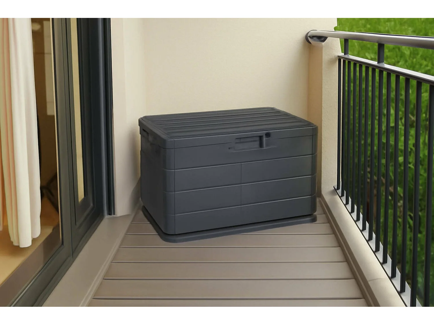 Coﬀre Cislago, Fermeture Abattant Fabrication Italienne, 55x76x52h cm Gris Anthracite
