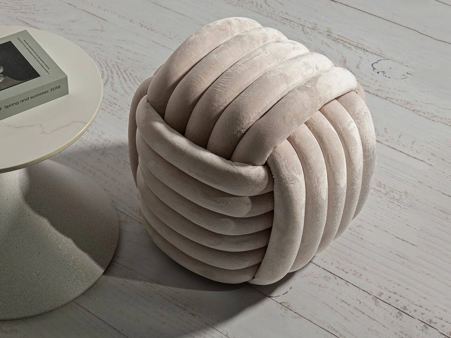 Pouf Bozzente, Forme Ronde, 45x45x45h cm Rose