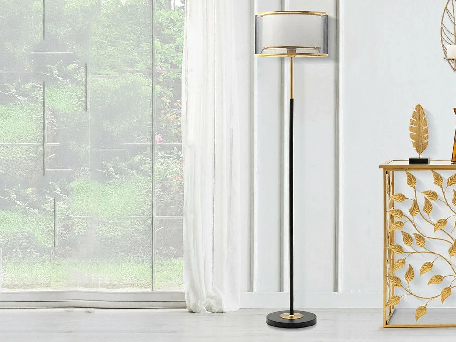Lampe de Sol Marouflage, Douille e27, Blanc