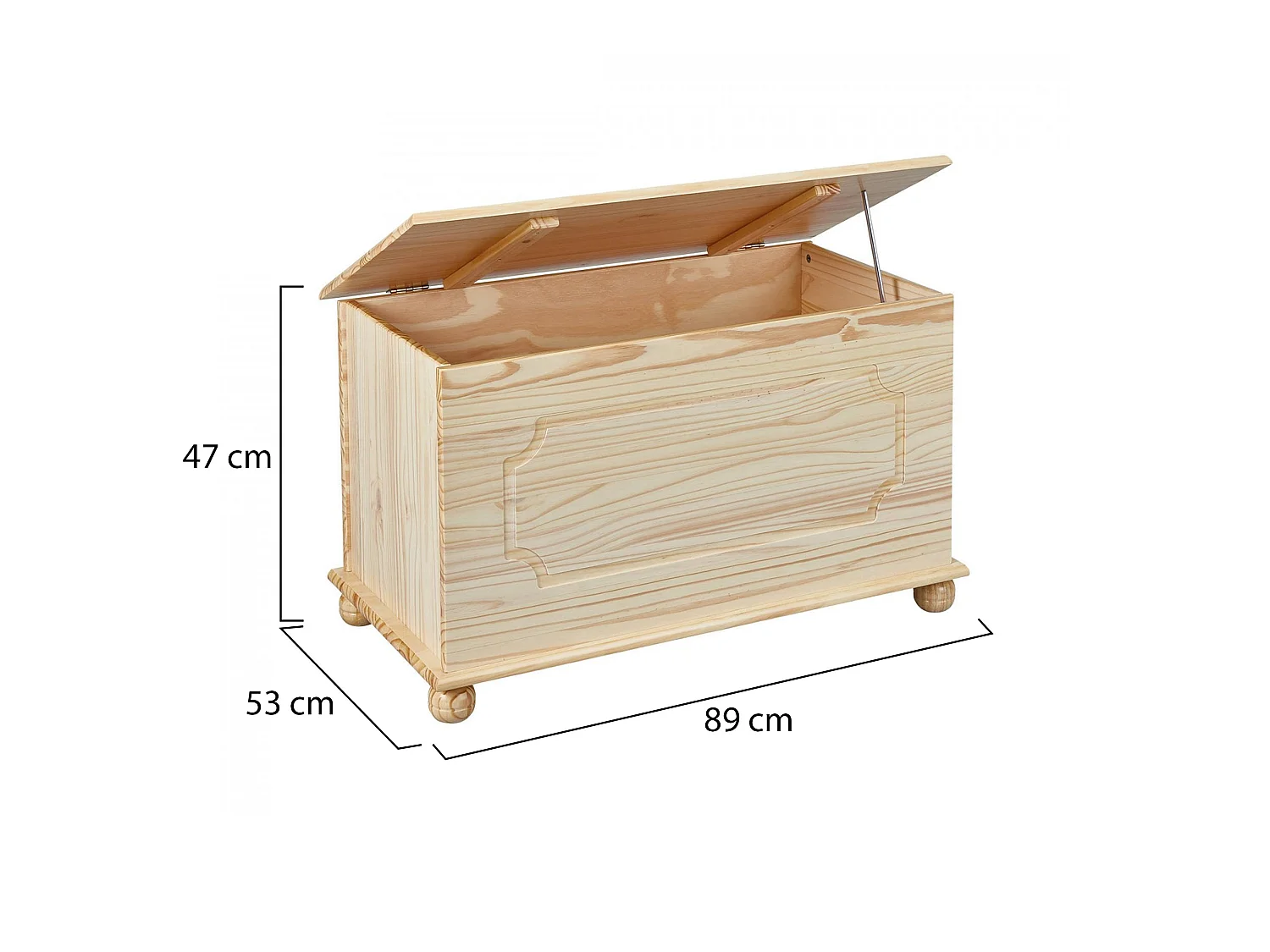 Coffre Dtheegal, Structure en Bois Massif, 53x89x47h cm Brun
