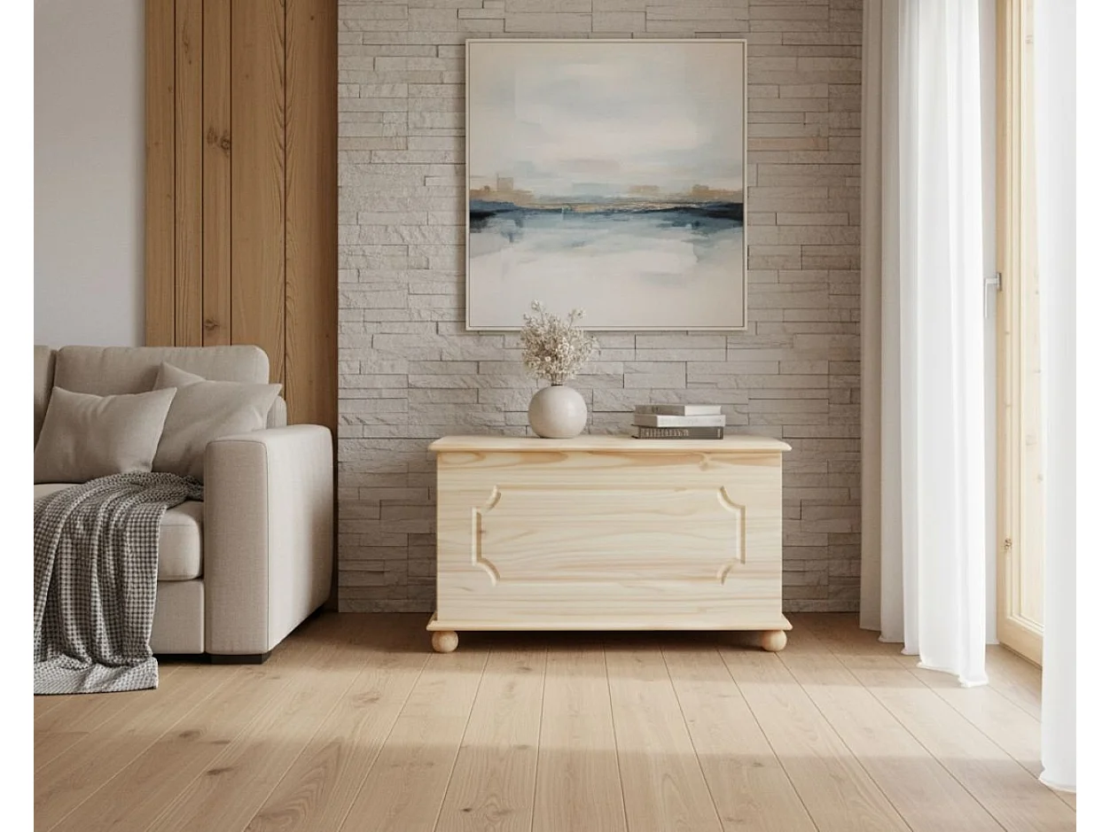 Coffre Dtheegal, Structure en Bois Massif, 53x89x47h cm Brun