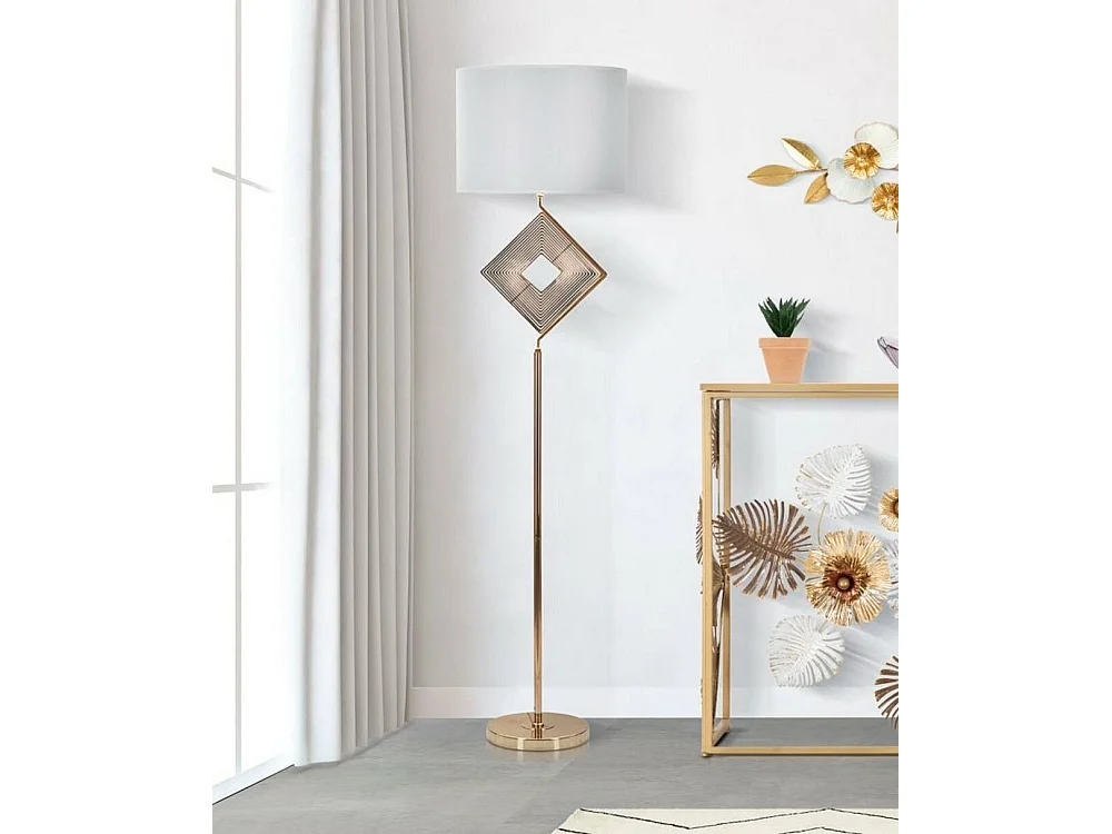 Staande lamp Inkt, lampenkap, wit, fitting E27, trekkoordschakelaar