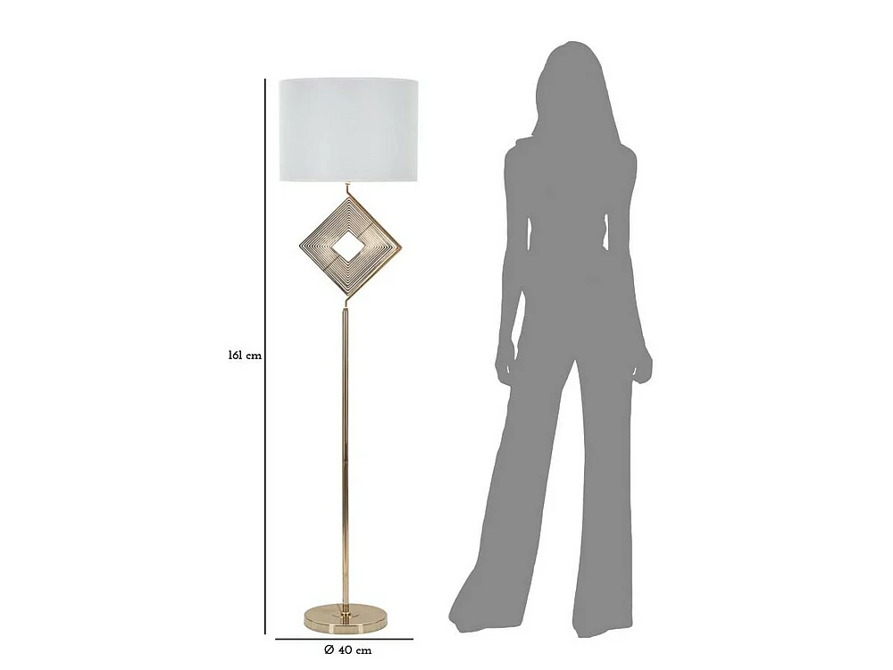 Staande lamp Inkt, lampenkap, wit, fitting E27, trekkoordschakelaar