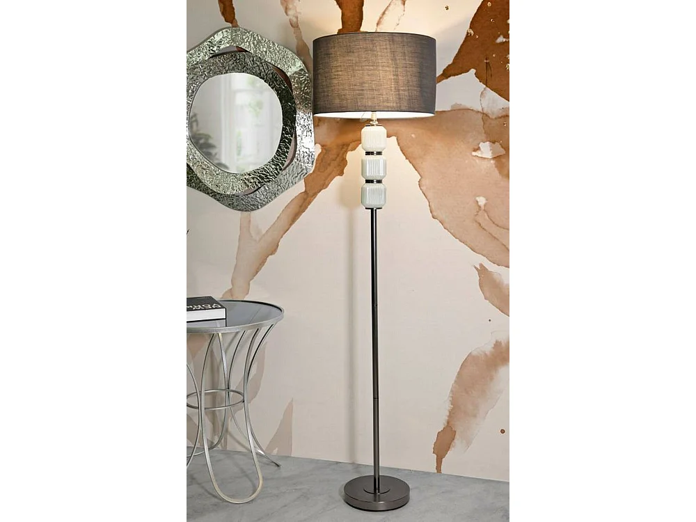 Vloerlamp Andevenno, lampenkap, grijs, E27-fitting, trekschakelaar