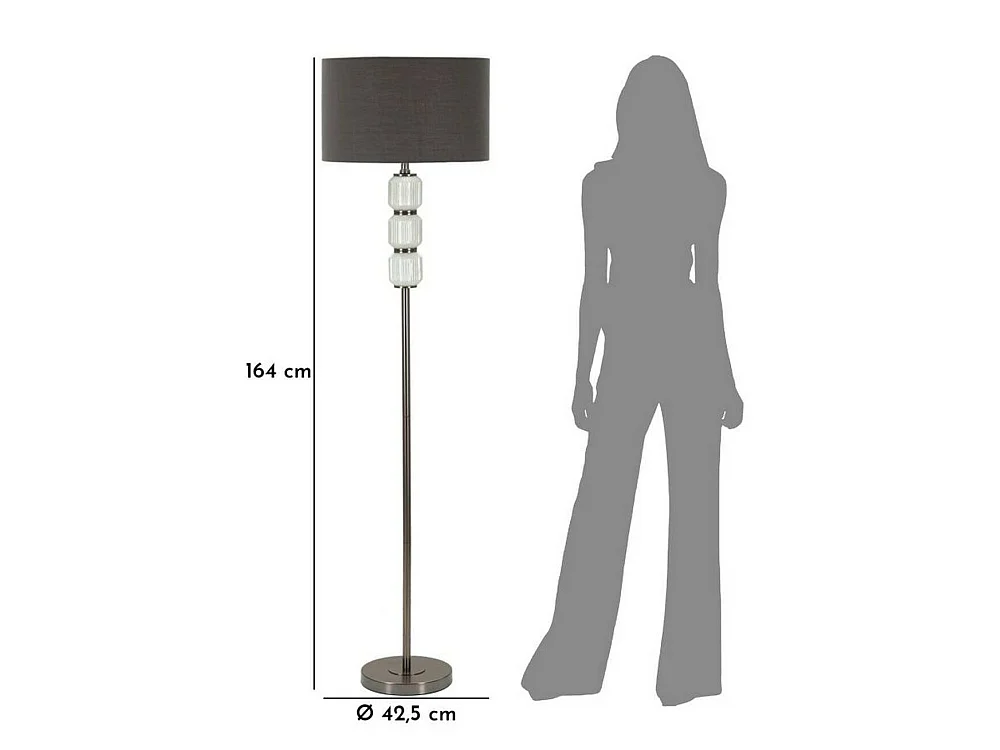 Vloerlamp Andevenno, lampenkap, grijs, E27-fitting, trekschakelaar