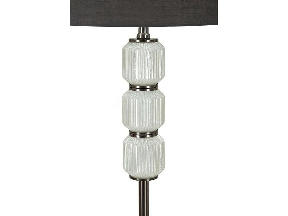 Vloerlamp Andevenno, lampenkap, grijs, E27-fitting, trekschakelaar