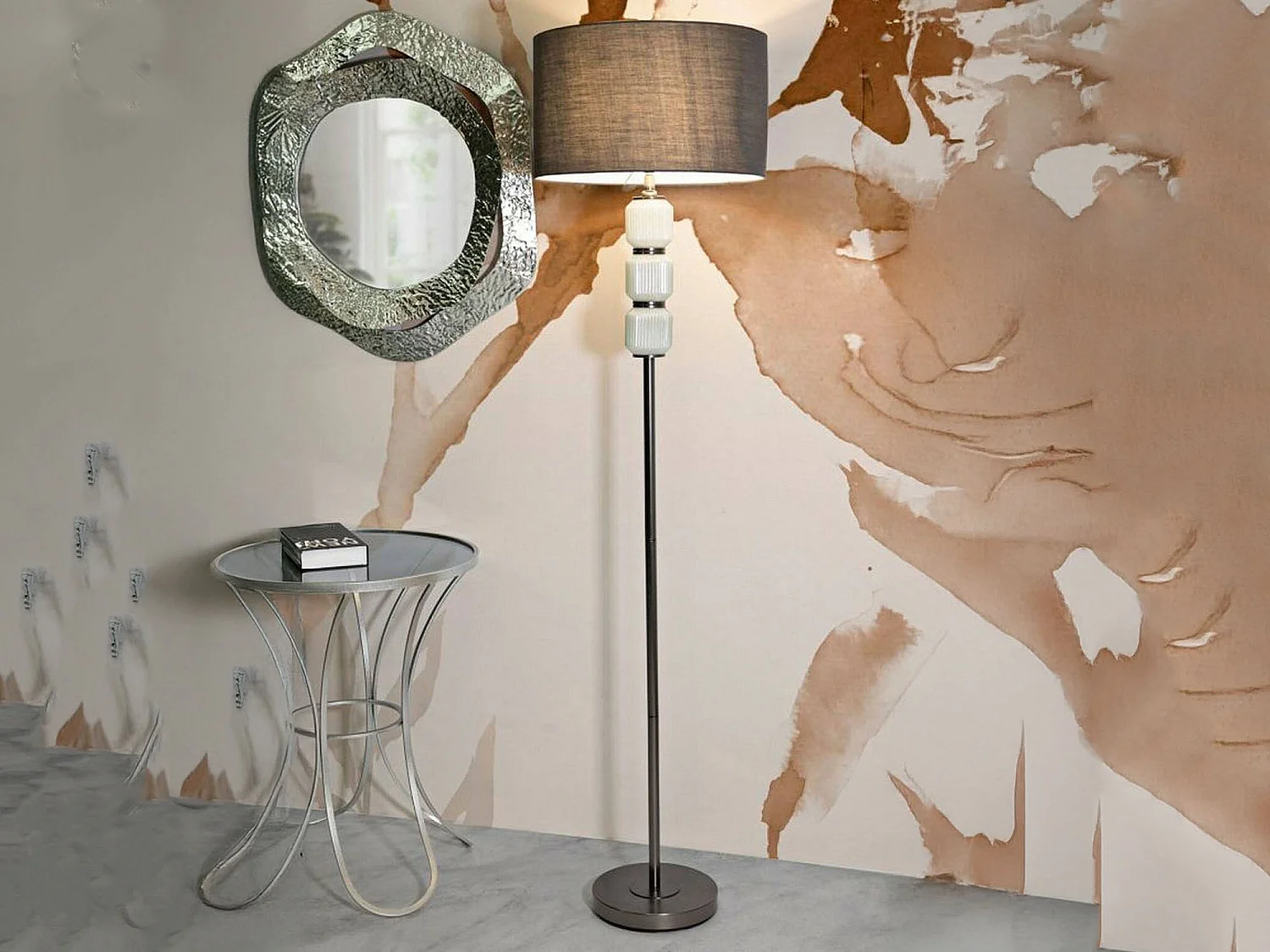 Lampe sur pied Andevenno, Douille E27, Blanc