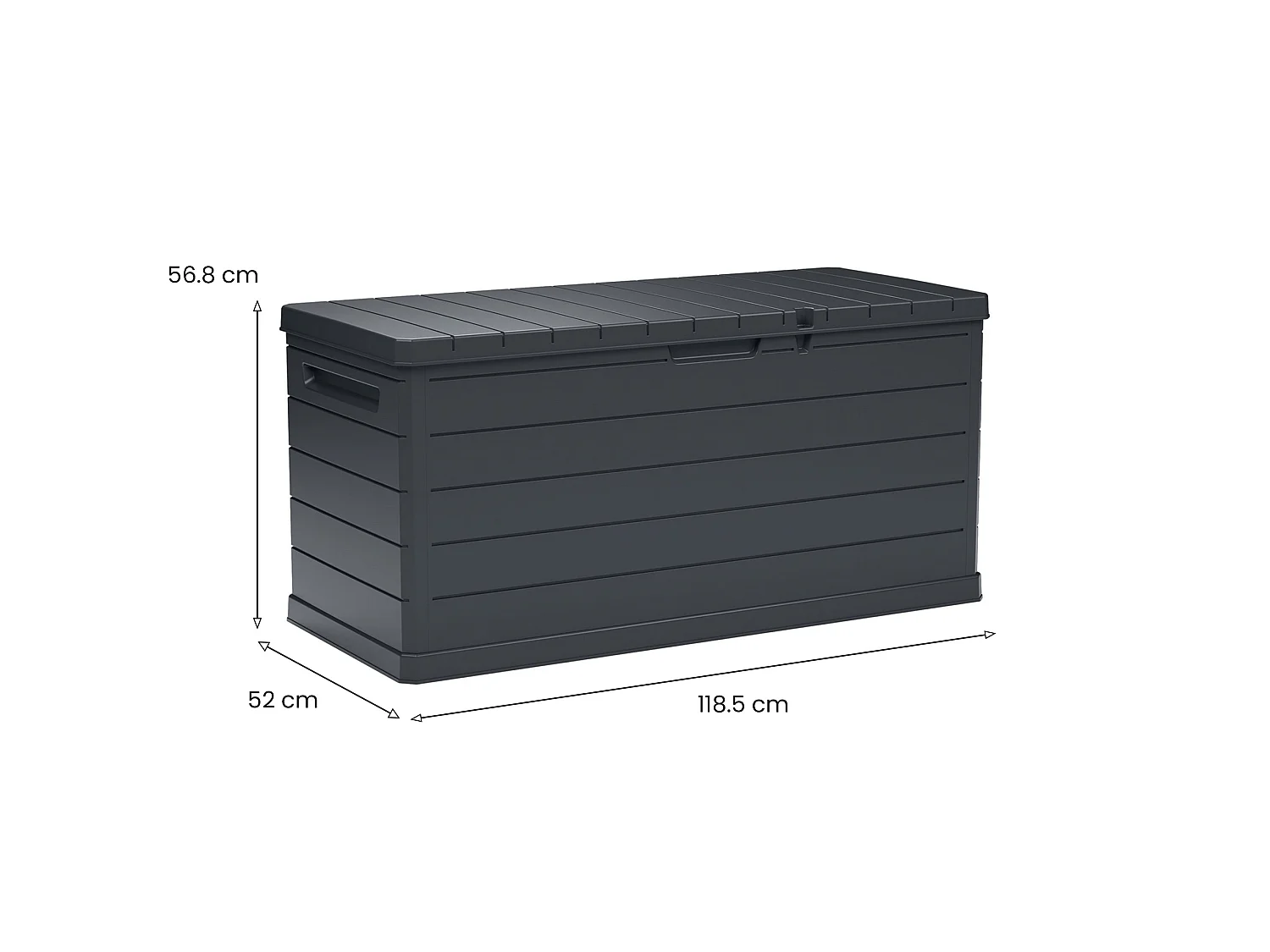 Coffre Hamme, Résistant UV, Étanche, 350 l, Made in Italy, 52x118,5x56,8h cm, Gris Anthracite