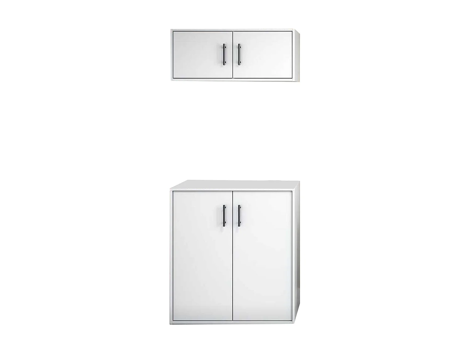 Set Mobili per Lavanderia Masino, 2 Vani, Bianco, set Ripostiglio, Apertura Battente, 4 Ante