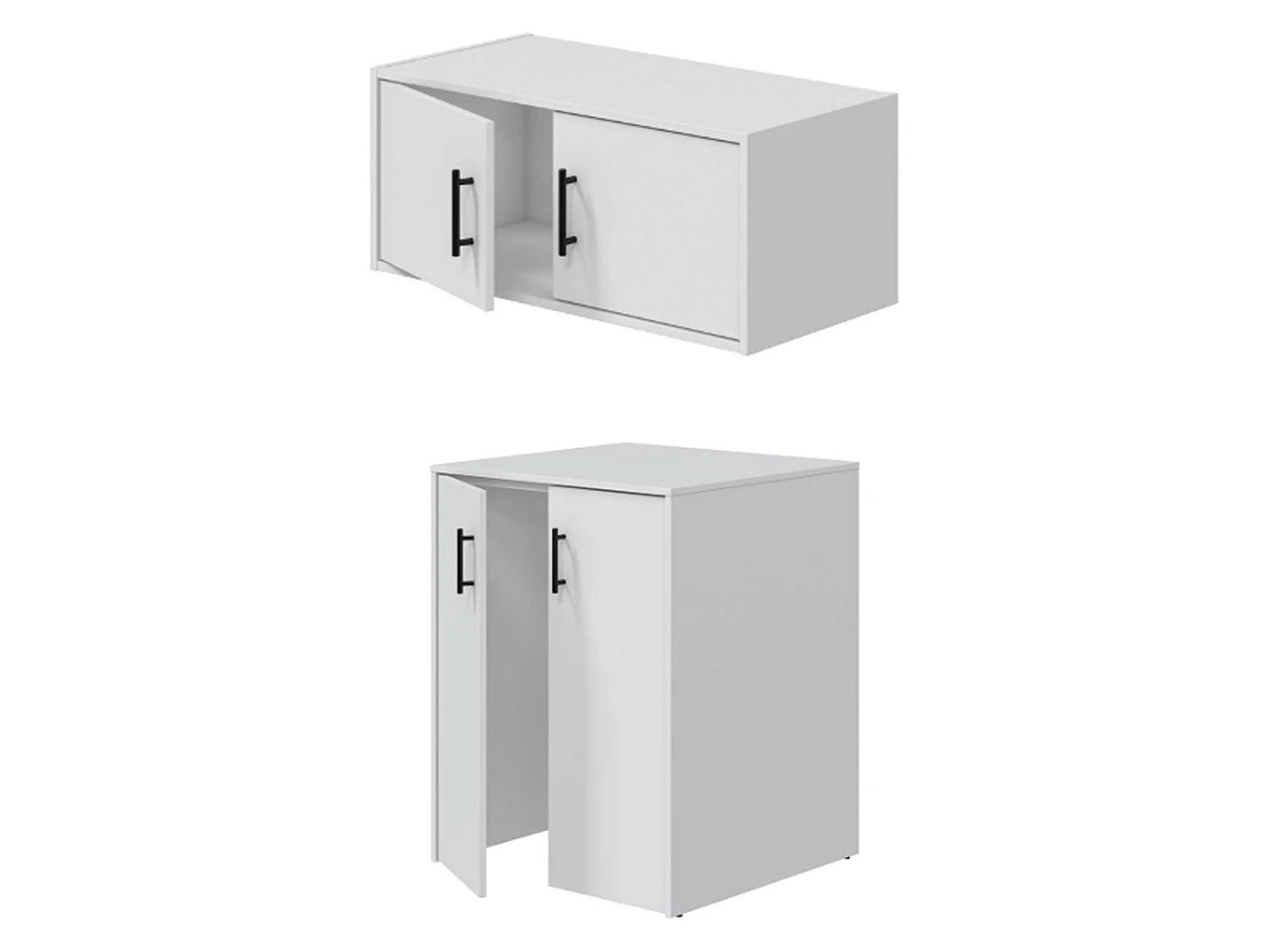 Set Mobili per Lavanderia Masino, 2 Vani, Bianco, set Ripostiglio, Apertura Battente, 4 Ante