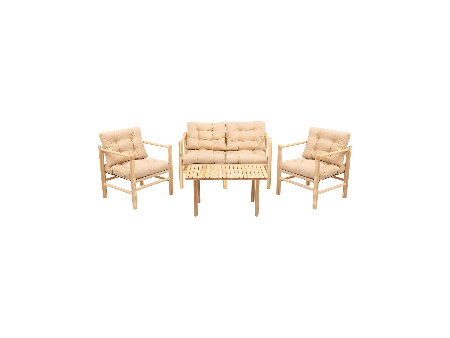 Ensemble Table et Chaises Frigento, 4 Places, Marron Crème