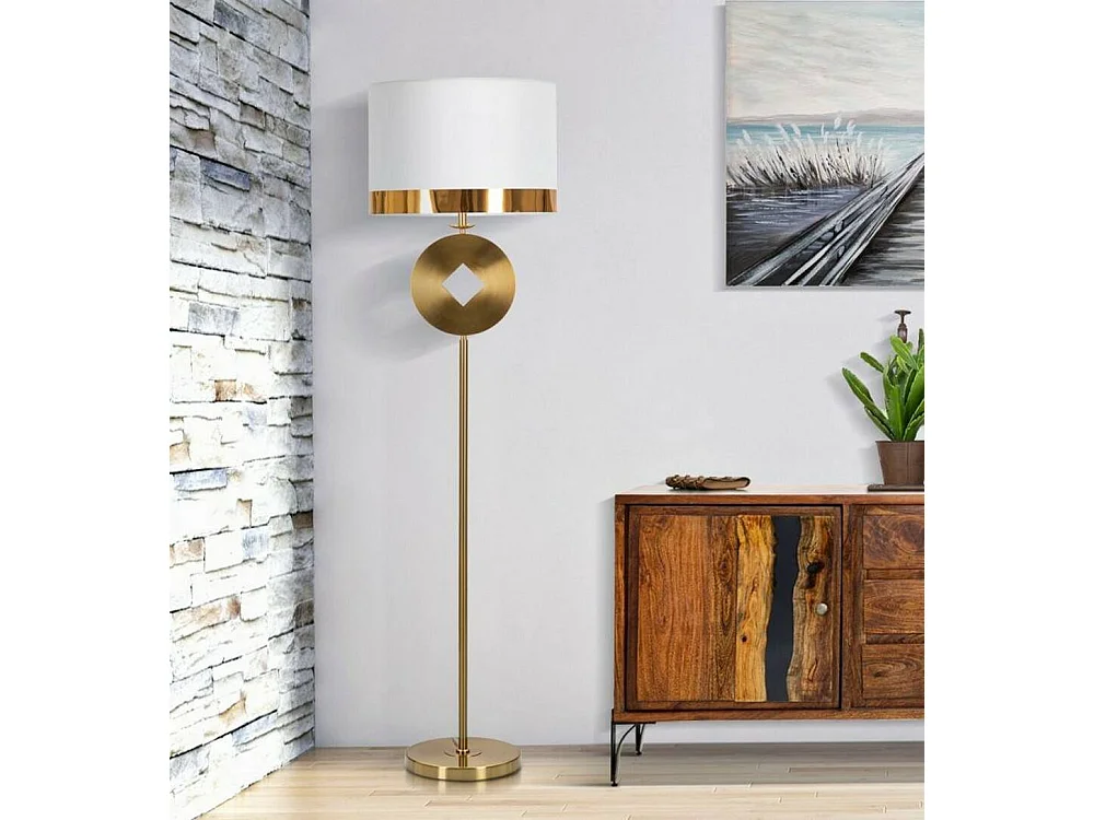 Telero vloerlamp, lampenkap, wit, E27-fitting, trekkoordschakelaar