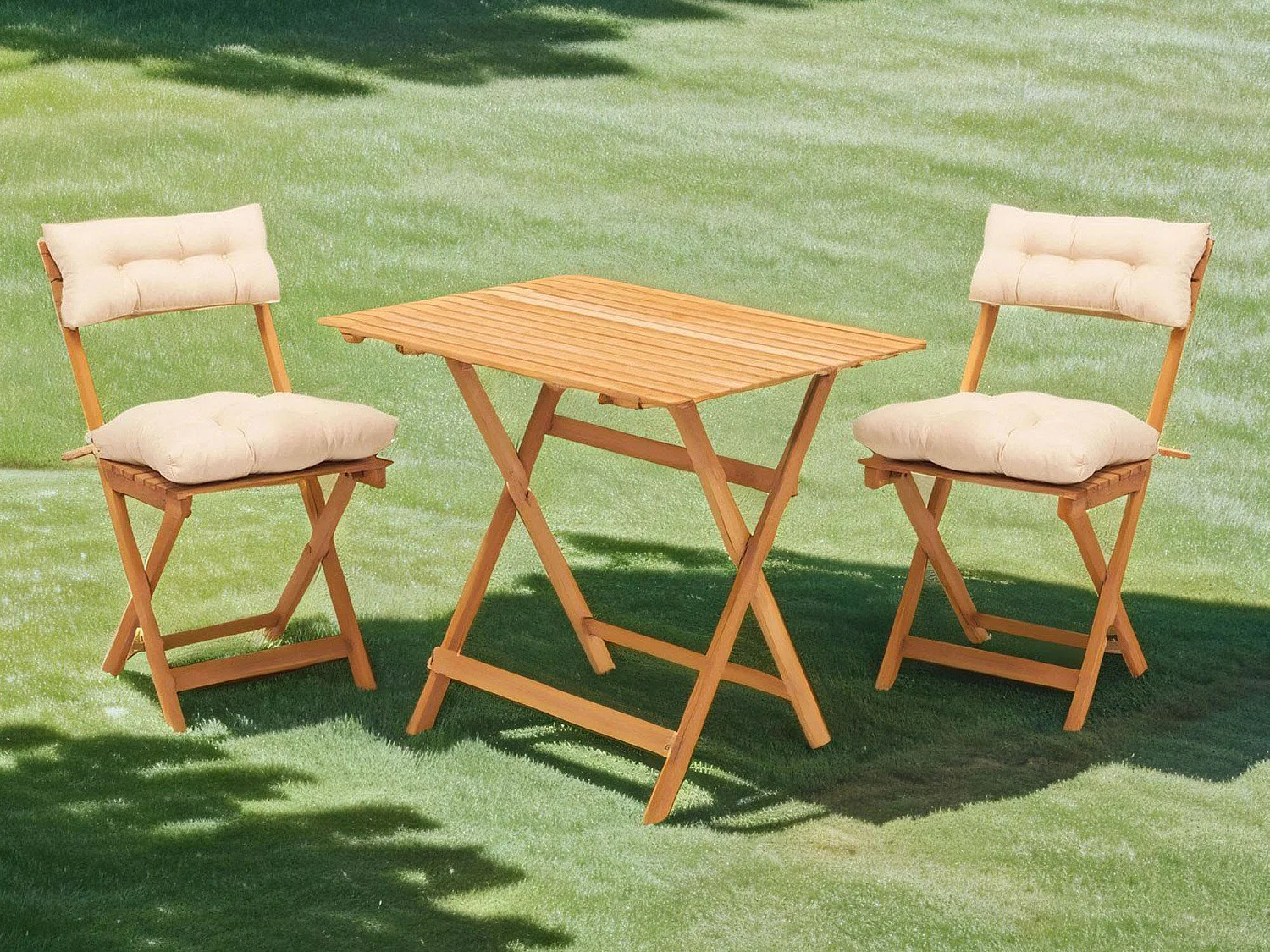 Set tafel en stoelen Nazzano, 2 plaatsen, crèmewit, zitmaat 40x30h81 cm, tafelmaat 80x60h72 cm