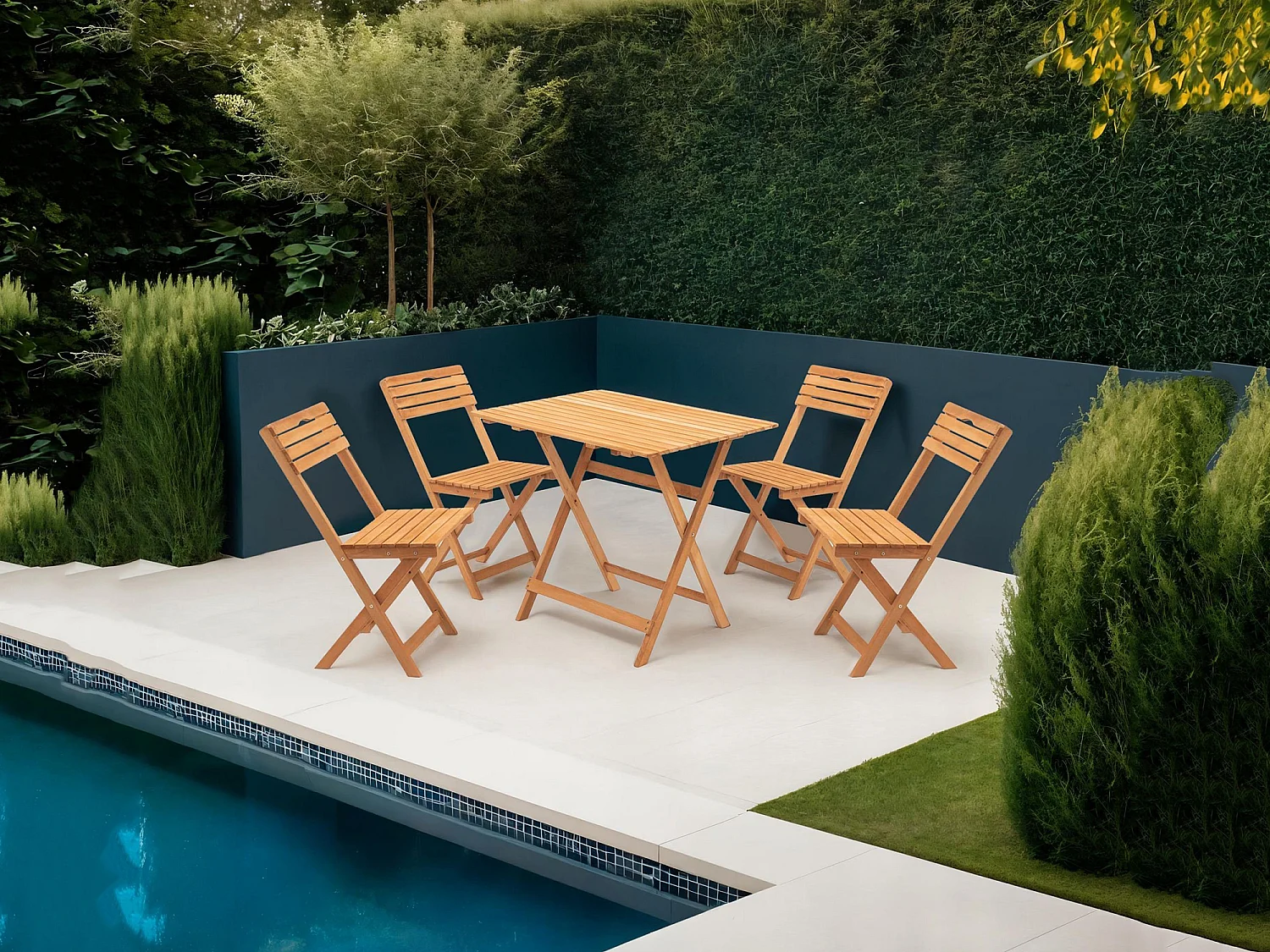 Ensemble Table et Chaises Fanano, 4 Places, Marron
