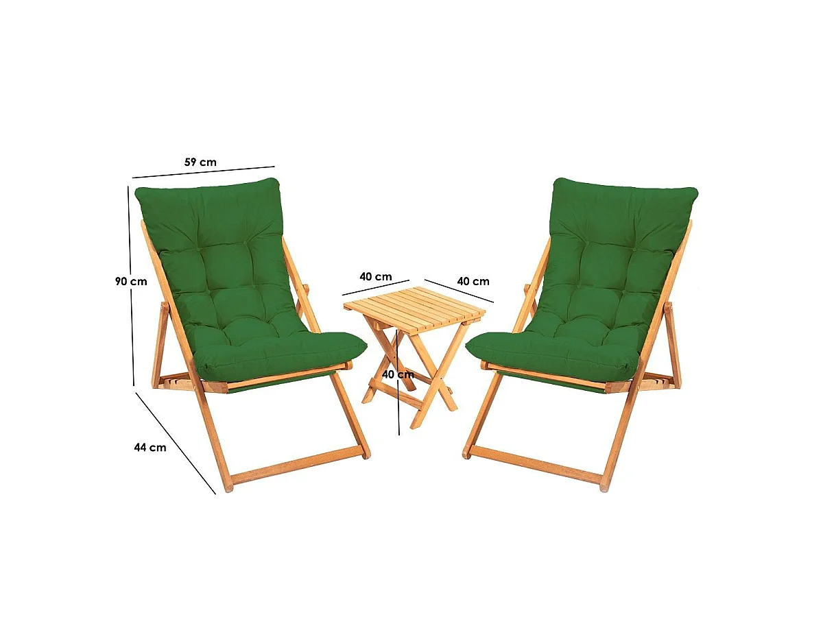 Ensemble Table et Chaises Leni, 2 Places, Marron