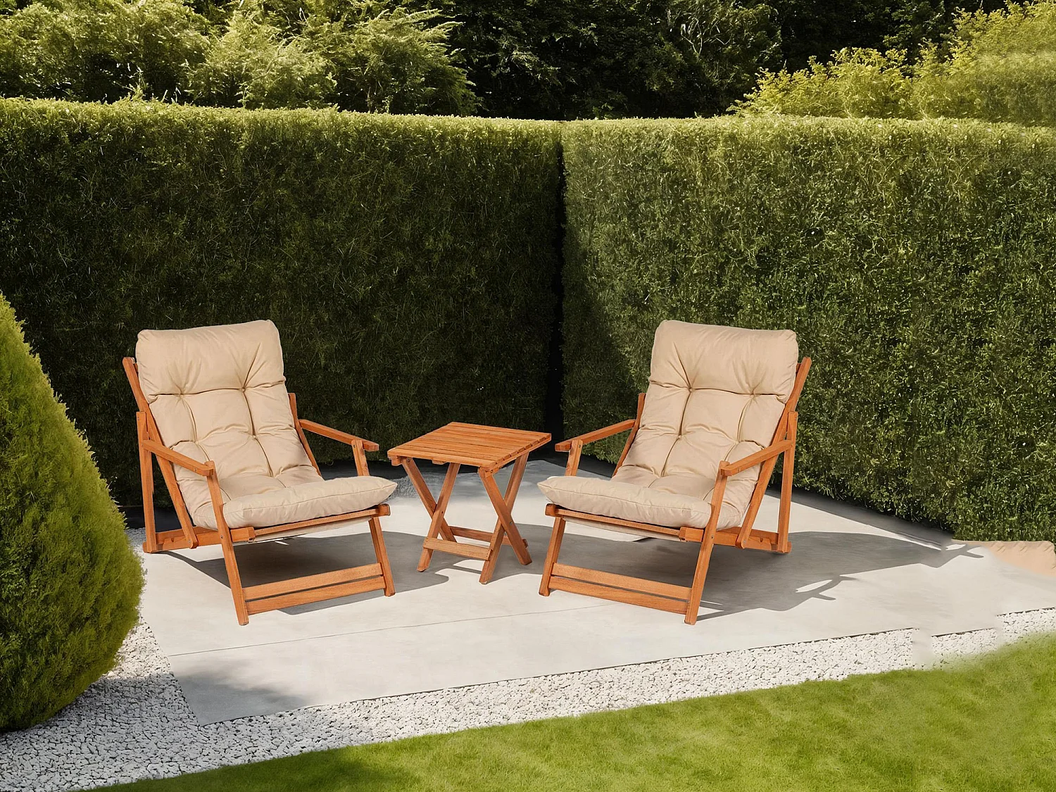Ensemble Table et Chaises Biagio, 2 Places, Marron Crème
