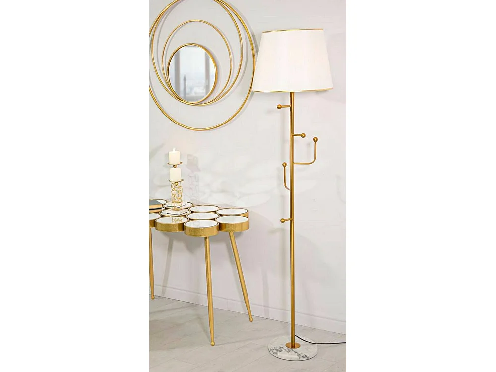 Vloerlamp Tano, lampenkap, wit, E27-fitting, trekschakelaar