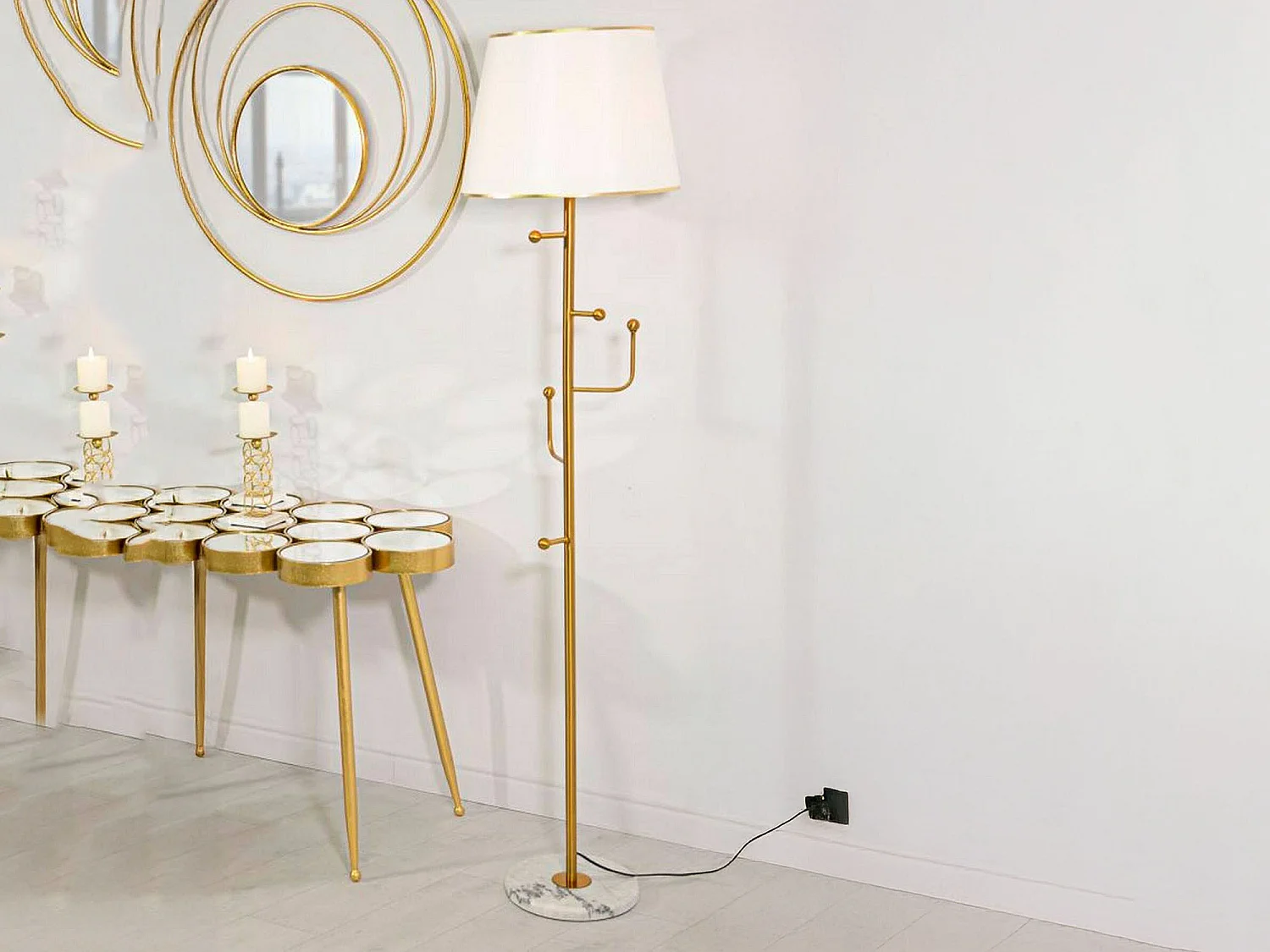Lampe de Sol Tano, Douille e27, Blanc
