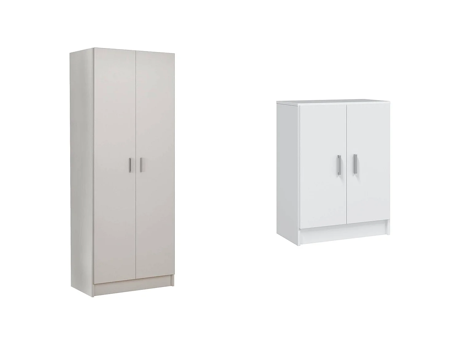 Ensemble mobilier pour buanderie Ornago, 4 étagères, blanc, rangement, 7 compartiments, ouverture battante