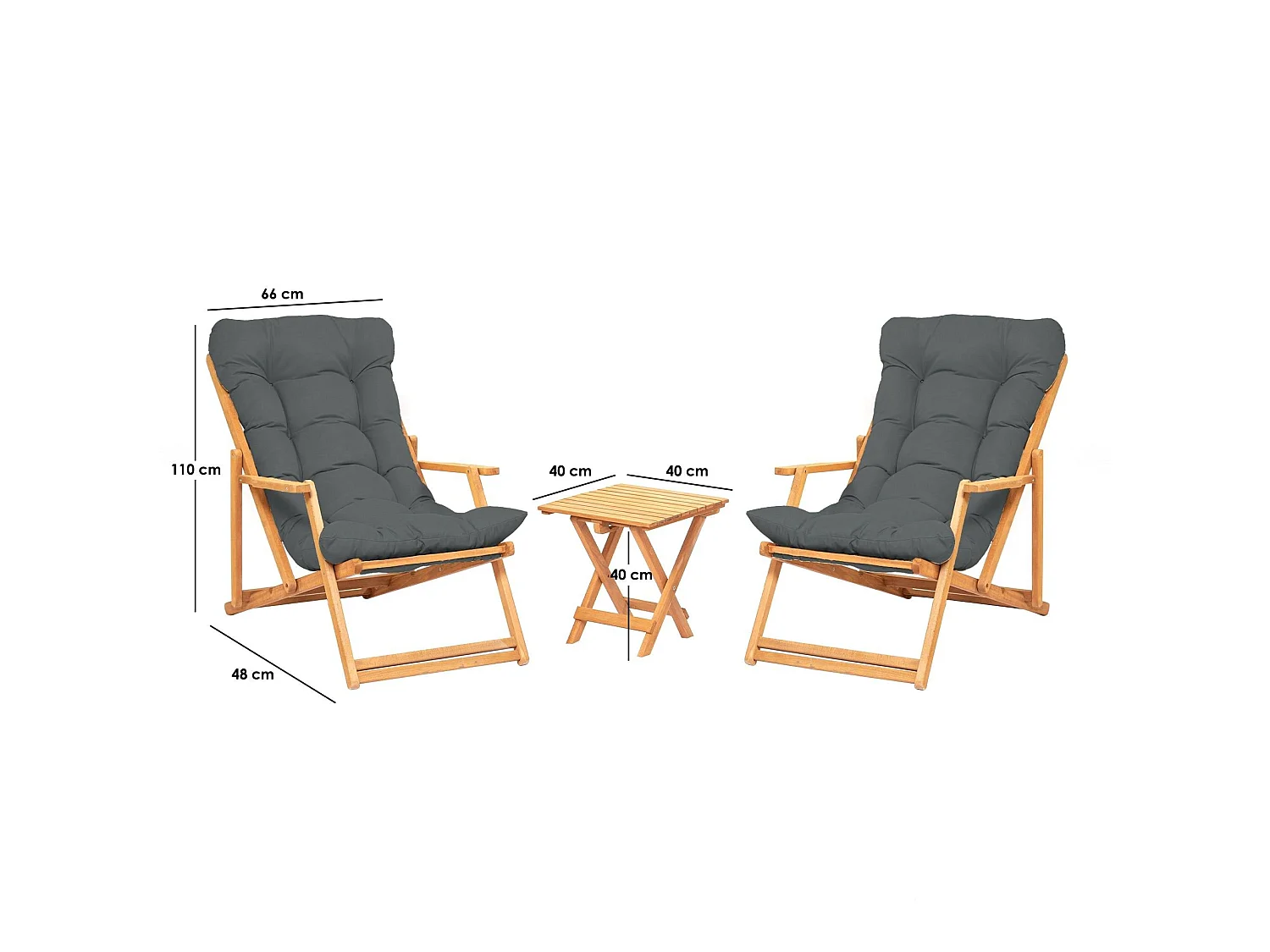 Biagio tafel- en stoelenset, 2 zitplaatsen, geel, tafel 40x40h40 cm, stoel 66x48h113 cm