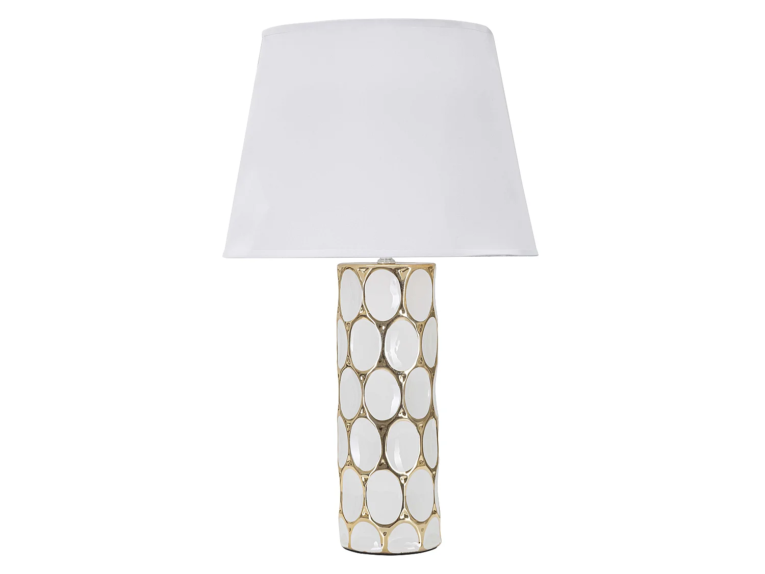 Lampada da Tavolo Badani, Necessaria 1 Lampadina, Bianco, Attacco e27, Paralume