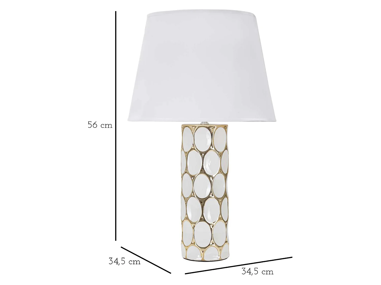 Lampada da Tavolo Badani, Necessaria 1 Lampadina, Bianco, Attacco e27, Paralume