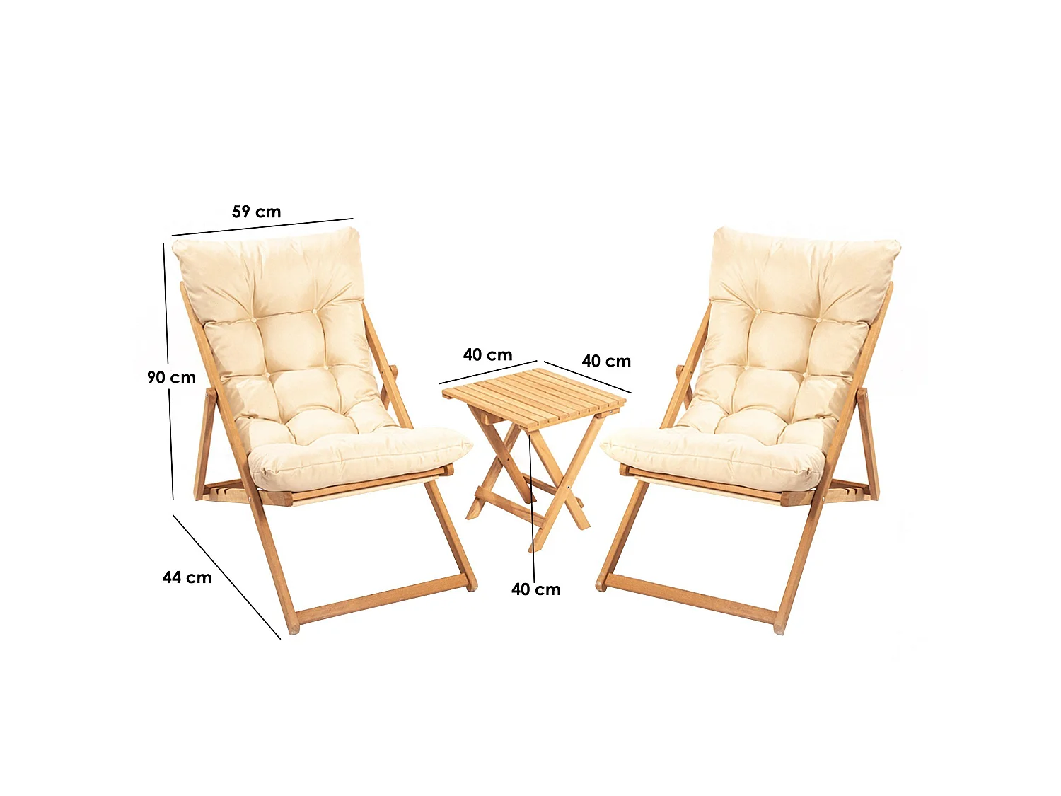 Ensemble Table et Chaises Leni, 2 Places, Marron Crème