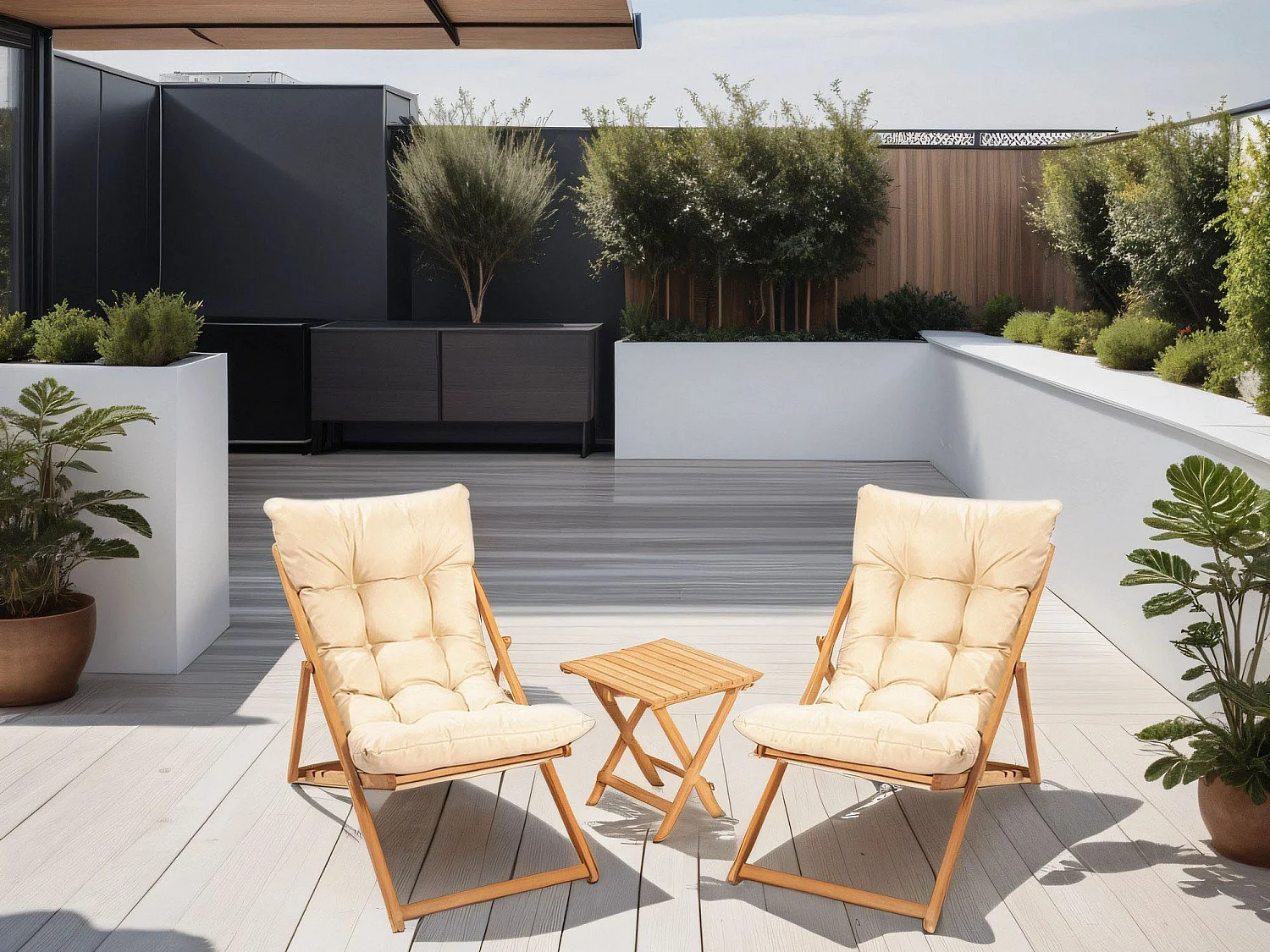 Ensemble Table et Chaises Leni, 2 Places, Marron Crème