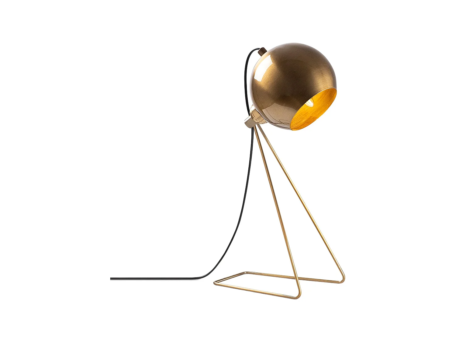 Lampe de Table Polia, Abat-jour, or, Douille E14 max 40 W, Interrupteur Connexion Directe