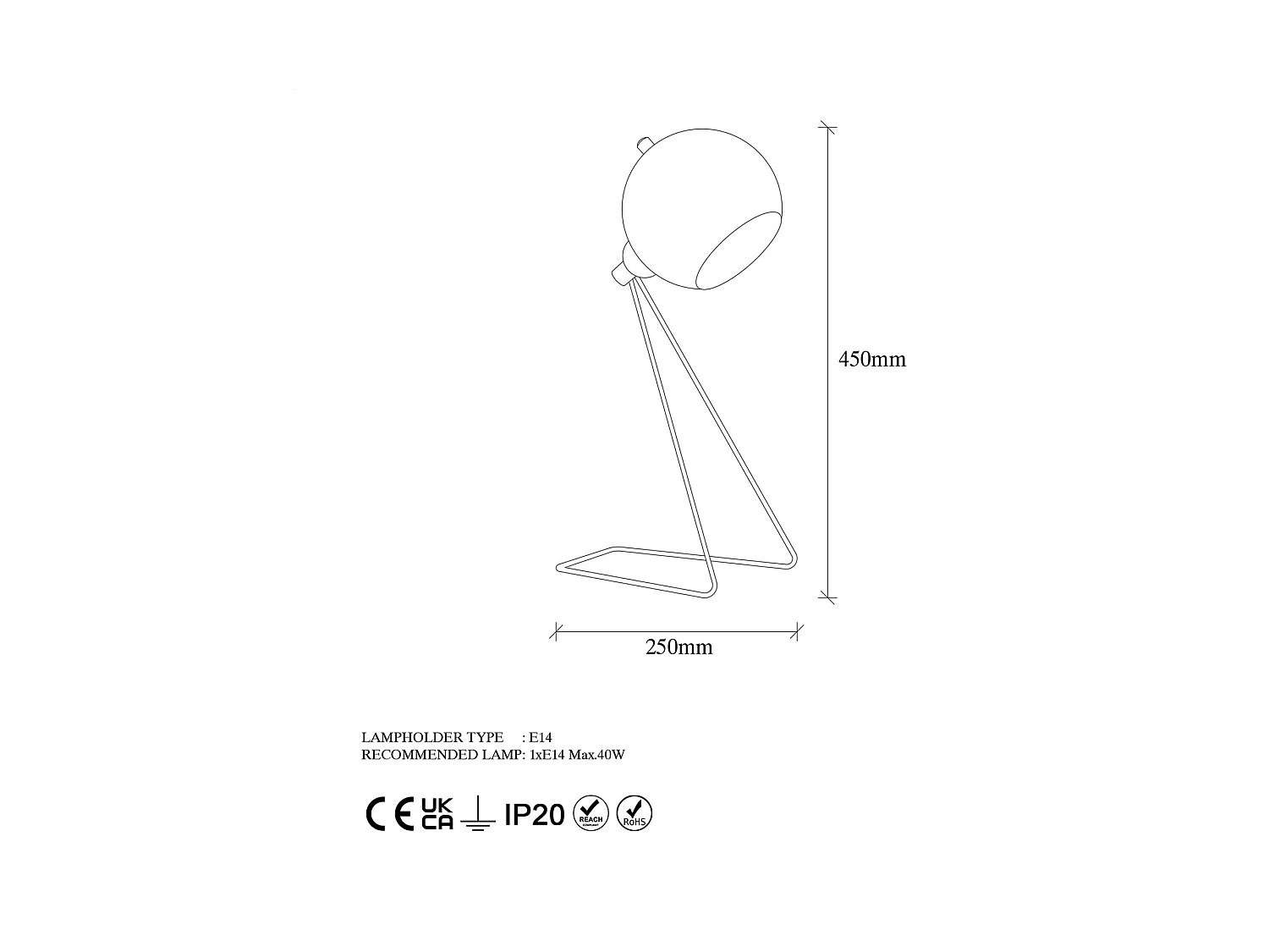 Lampe de Table Polia, Abat-jour, or, Douille E14 max 40 W, Interrupteur Connexion Directe
