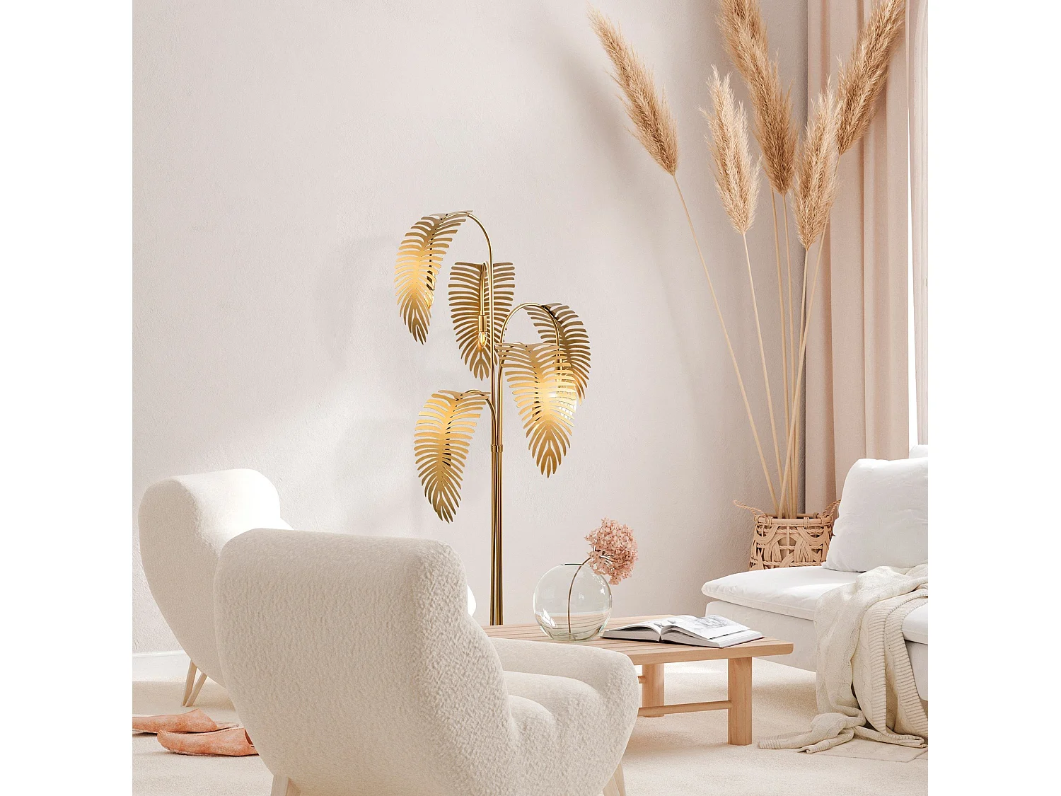 Lampe de Sol Tifernina, Douille E14 max 40W, or, Abat-jour, Interrupteur Connexion Directe